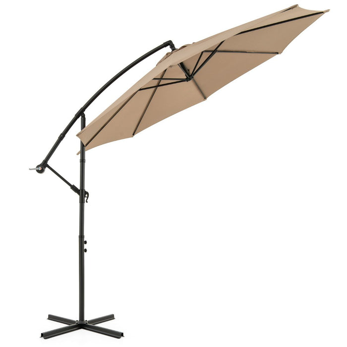 295 cm Patio Offset Umbrella with Easy Tilt Adjustment and Crossed Base-