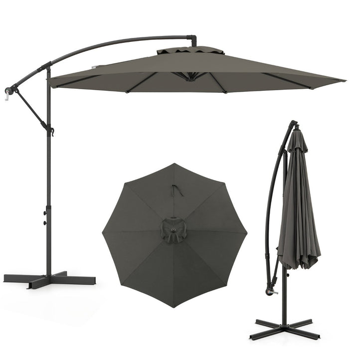 295 cm Patio Offset Umbrella with Easy Tilt Adjustment and Crossed Base-