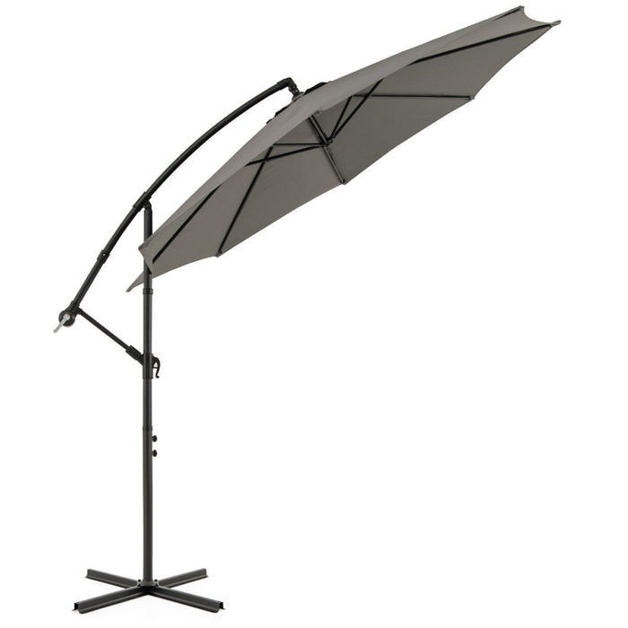 295 cm Patio Offset Umbrella with Easy Tilt Adjustment and Crossed Base-