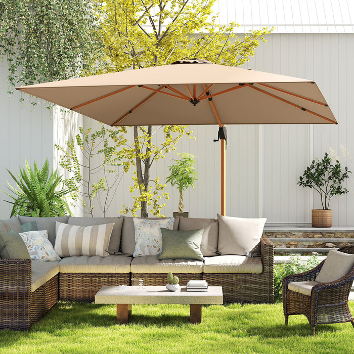 297 cm Outdoor Patio Cantilever Umbrella with 360° Rotation-