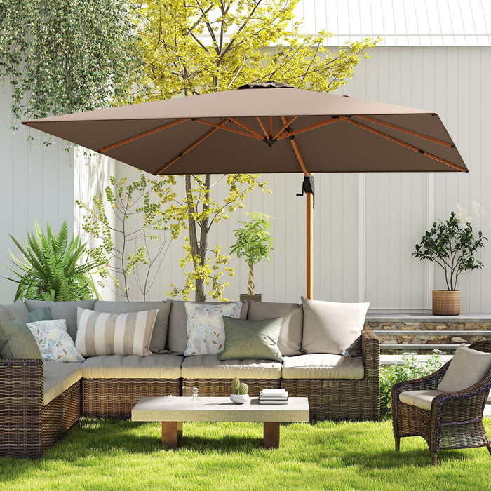 297 cm Outdoor Patio Cantilever Umbrella with 360° Rotation-