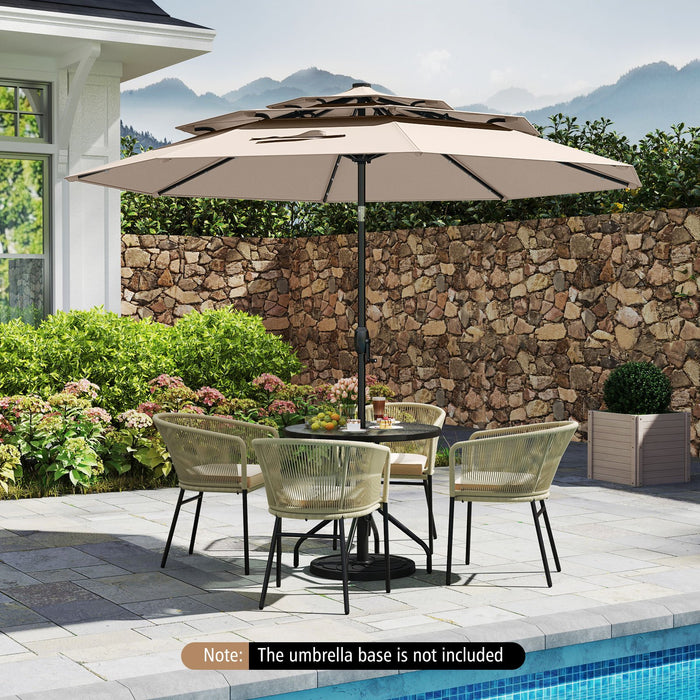 297 cm Solar Patio Umbrella with 32 LED Lights and 3-Tier Vented Top-Grey