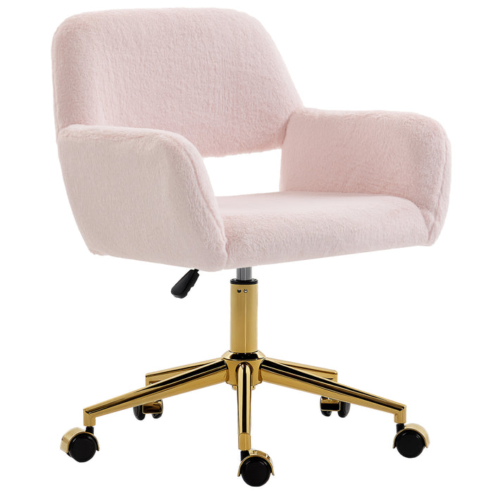 HOMCOM Faux Fur Rabbit Chair - Light Pink