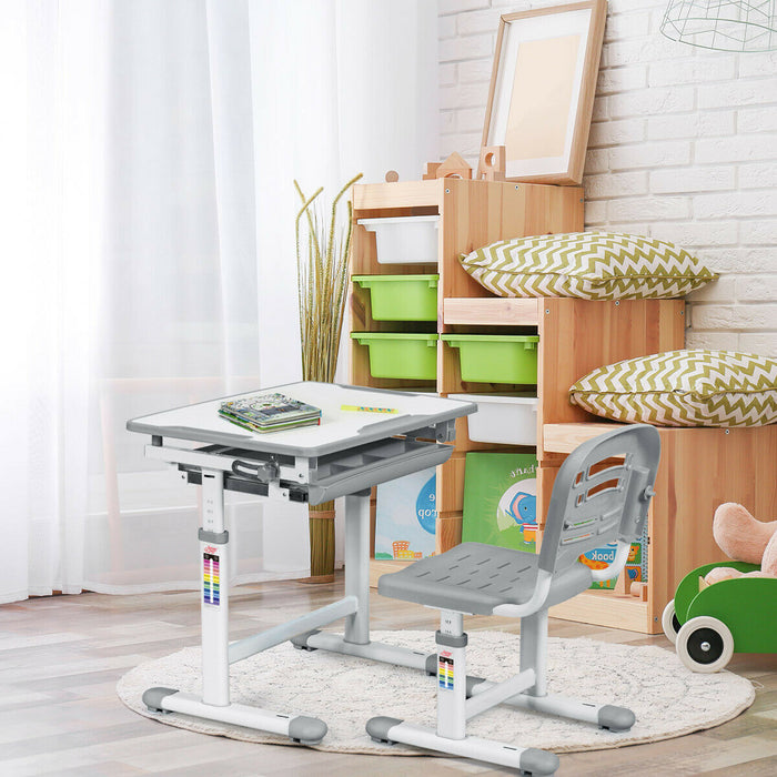 Children's Ergonomic Height Adjustable Study Desk and Chair-