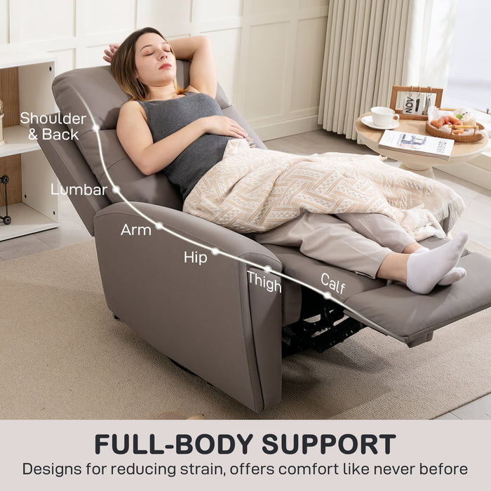 HOMCOM Recliner Armchair, Manual Reclining Chair with Adjustable Leg Rest and Reclining Functions, Modern Microfibre Overstuffed Lounge Seating for Living Room, Bedroom, Grey