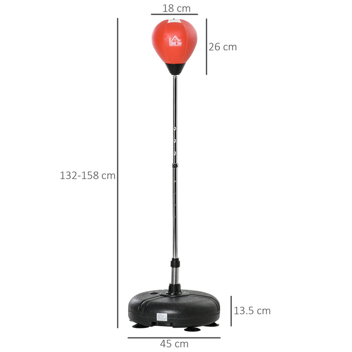 HOMCOM Punching Bag with Stand, Free Standing Boxing Bag Set, Speed Bag with Speedball Adjustable Height from 132cm to 158cm for Teens, Red
