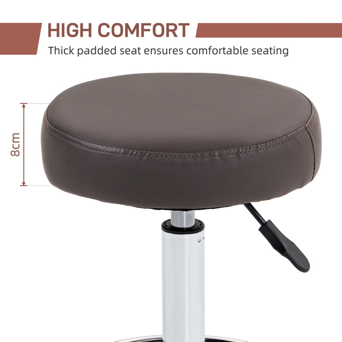 Height Adjustable PU Leather Rolling Stool - Swivel Chair with Wheels, Perfect for Salon and Spa - Ideal for Massage Therapists and Beauticians, Grey