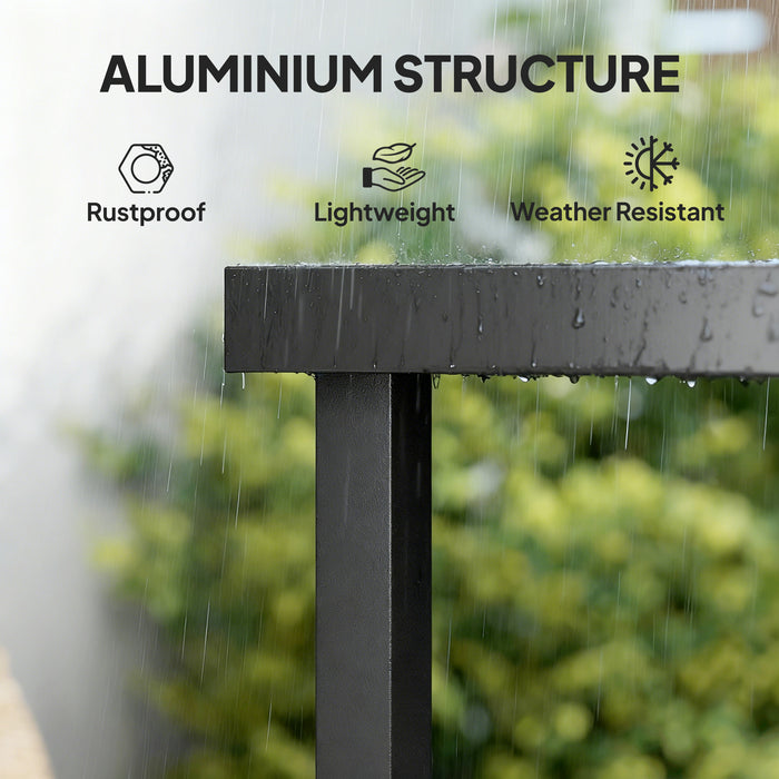 Outsunny 78 cm Garden Dining Table for 4 People, Square Outdoor Coffee End Side Table with Aluminium Legs, Natural Wood Finish