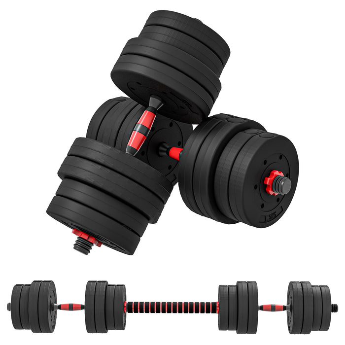 30kg 2-in-1 Adjustable Dumbbell Set - Convertible Hand Weight/Barbell for Strength Training - Ideal for Home Gym, Office Workouts, Full Body Fitness
