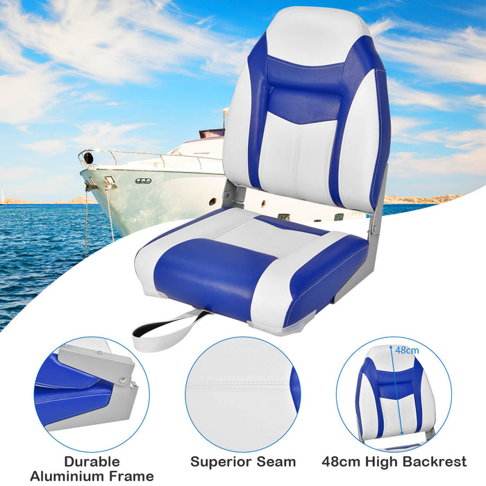 High Back Boat Seat - 2 Pieces Set, High-Density Sponge Cushion - Ideal Comfort for Boat Owners