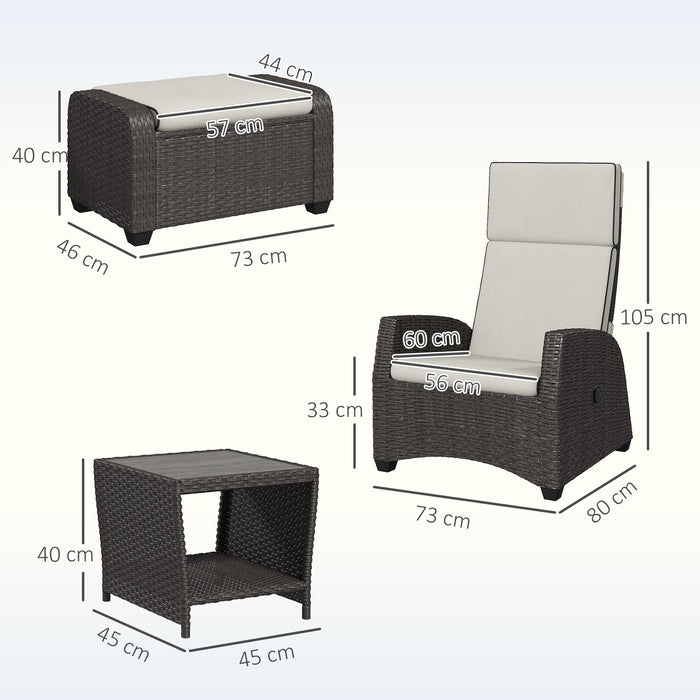 Outsunny 5-Piece Rattan Garden Furniture Set with Cushions - Brown