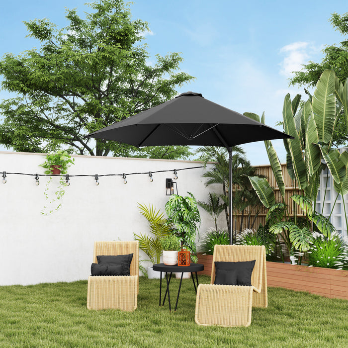 Outsunny 2.5M Garden Cantilever Parasol, Offset Roma Patio Umbrella Hanging Sun Shade Canopy Shelter with 360° Rotation and Cross Base, Black
