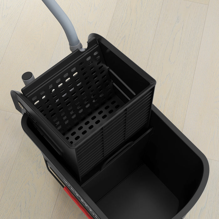 20L Rolling Mop Bucket with Wringer - Heavy-Duty Floor Cleaning System with Dual Water Separation - Portable Solution for Efficient Mopping and Maintenance