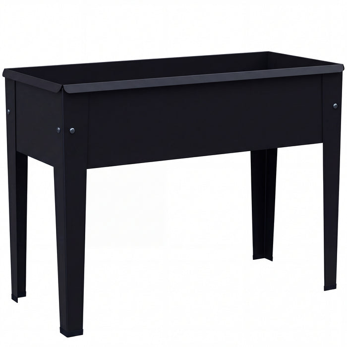 Outsunny Raised Planter, Metal Raised Garden Bed on Legs with Drainage Hole and Foot Covers, Black