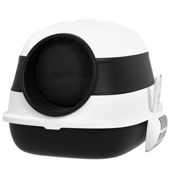 Foldable Cat Litter Box with Enclosed Lid - Easy-Clean Deodorizing Design, Includes Scoop - Convenient for Travel and Odor Control