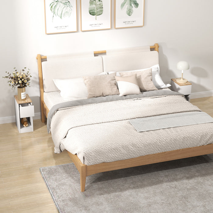HOMCOM Set of Two Modern Storage Bedside Tables - White
