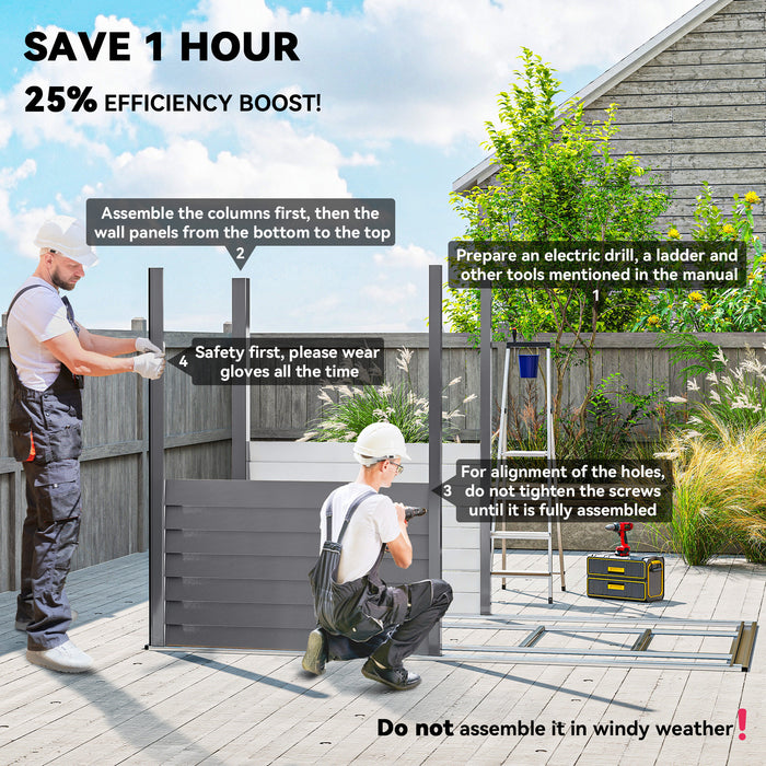 Outsunny 5 x 9ft Galvanised Metal Garden Shed with Foundation Kit, Outdoor Lean-to Shed, Tool Storage House with Lockable Doors, Gloves and 2 Air Vents for Patio, Garden, Grey