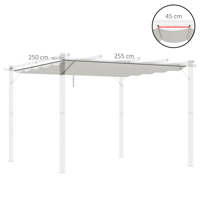 Outsunny Retractable Pergola Shade Cover, Replacement Canopy Fabric for 3 x 3 (m) Pergola, Gazebo Retractable Roof, Cream White