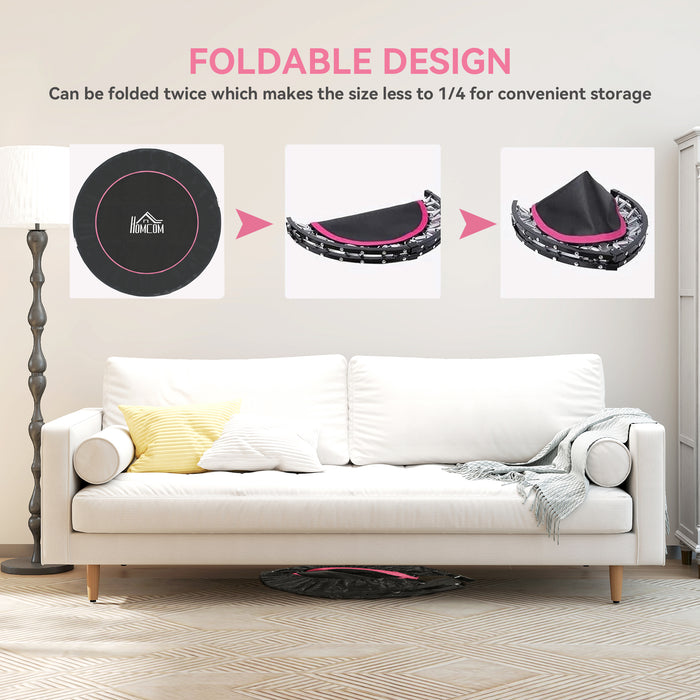 HOMCOM 48" Foldable Mini Fitness Trampoline, with Adjustable Foam Handle, Pink