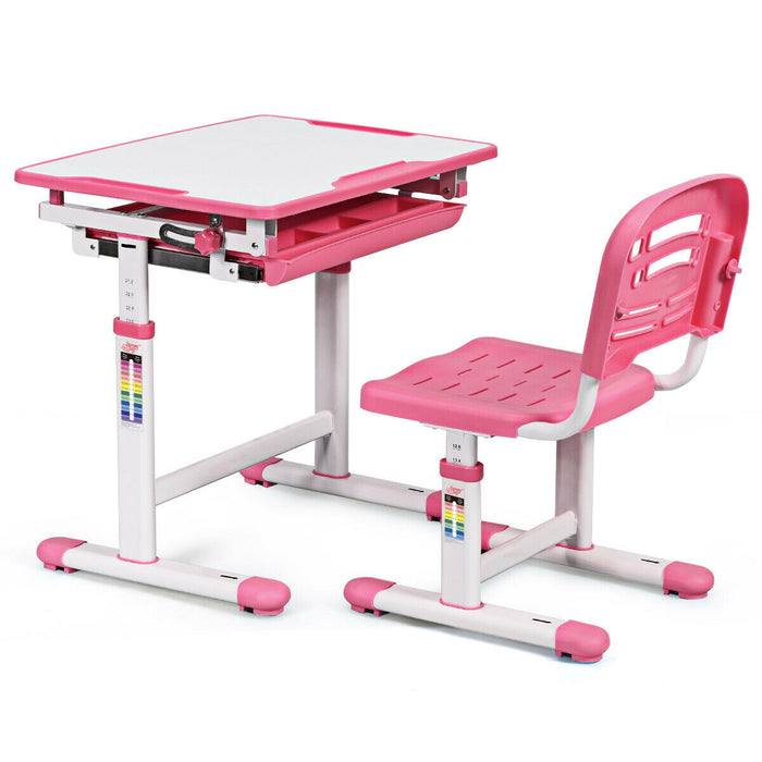 Children's Ergonomic Height Adjustable Study Desk and Chair-