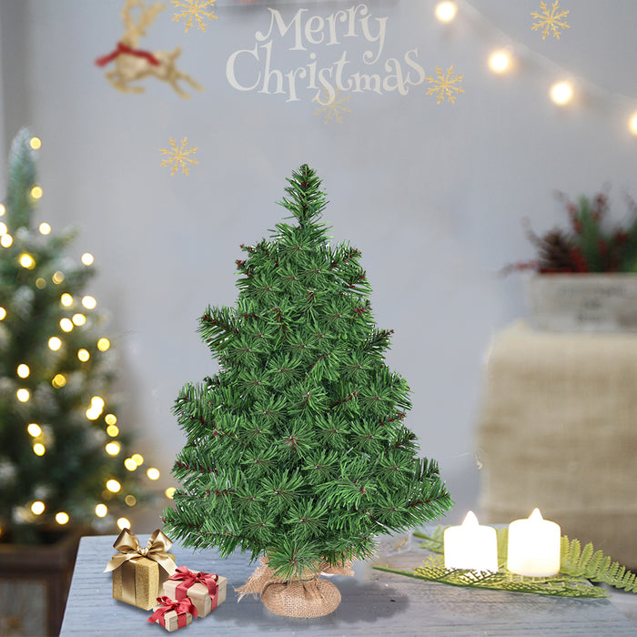 2FT/ Mini Artificial Tabletop Christmas Tree w/ Burlap Base-