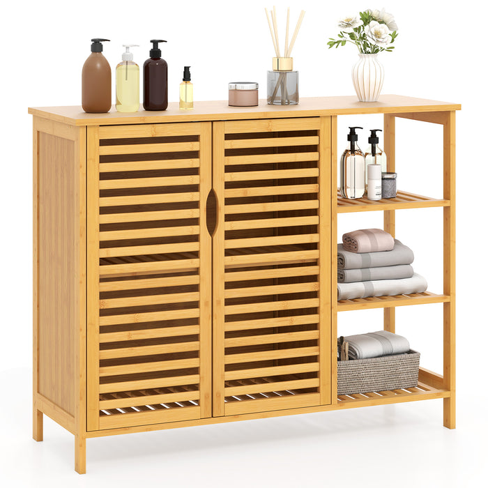 2-Door Bamboo Bathroom Cabinet with Shelves-