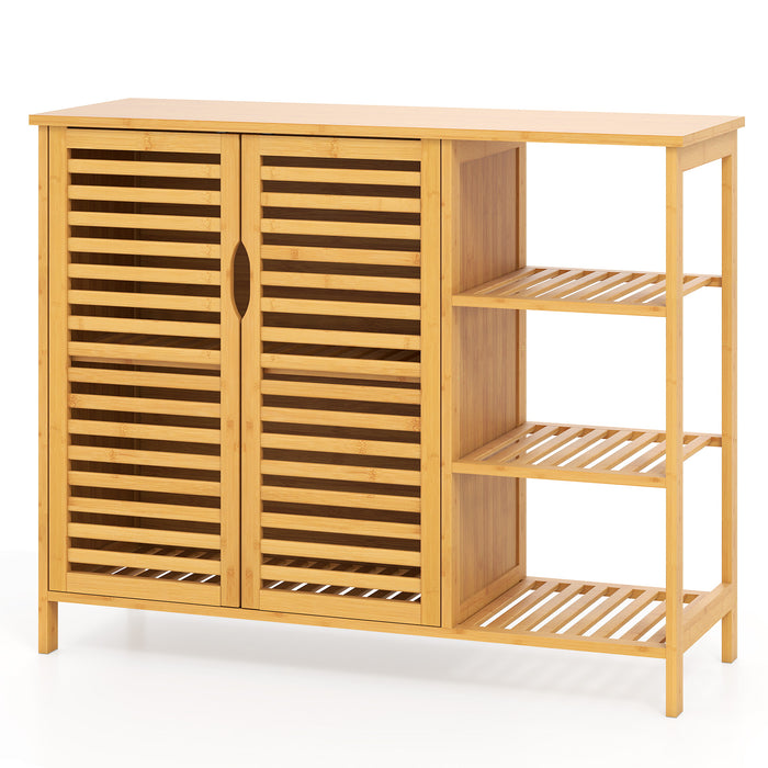 2-Door Bamboo Bathroom Cabinet with Shelves-