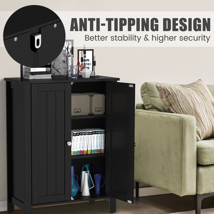 2-Door Freestanding Bathroom Floor Cabinet with Adjustable Shelves-