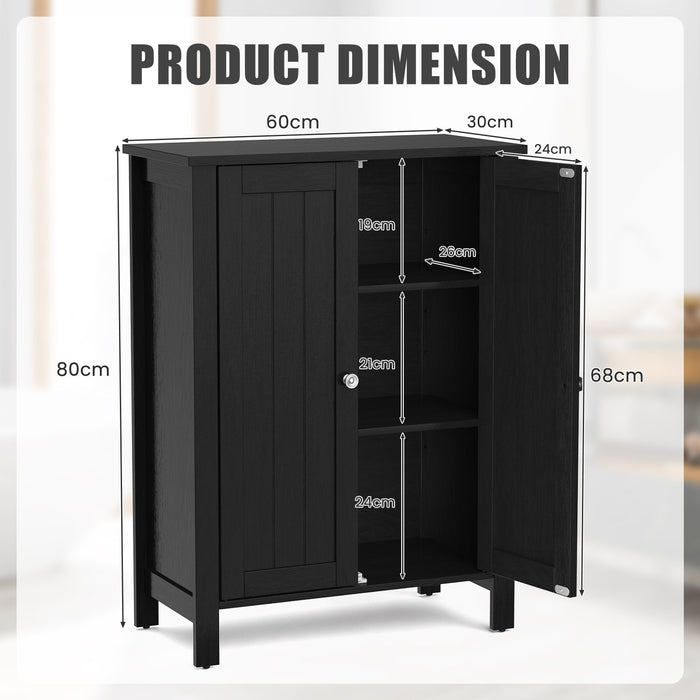 2-Door Freestanding Bathroom Floor Cabinet with Adjustable Shelves-