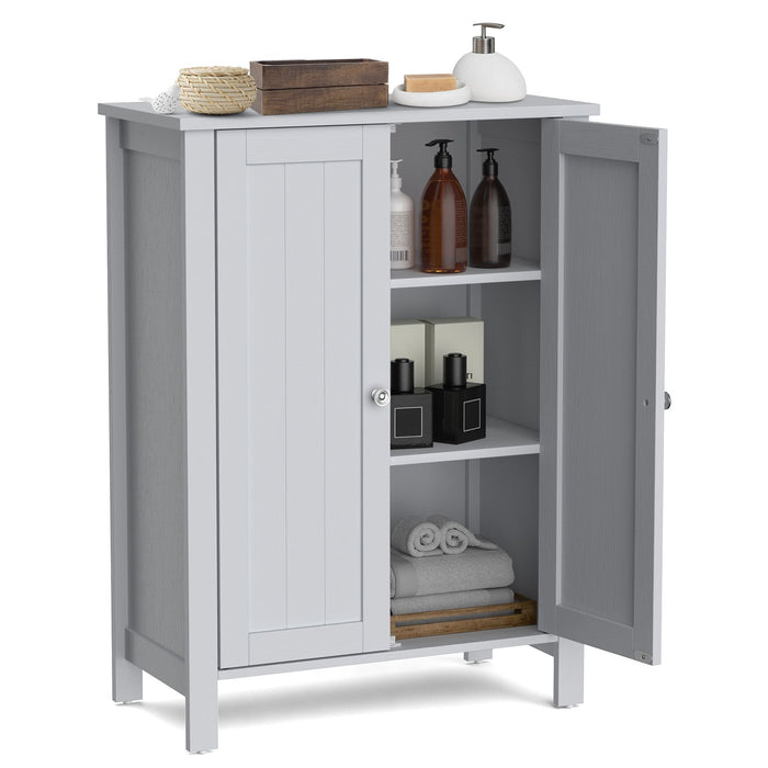 2-Door Freestanding Bathroom Floor Cabinet with Adjustable Shelves-
