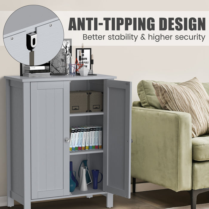 2-Door Freestanding Bathroom Floor Cabinet with Adjustable Shelves-