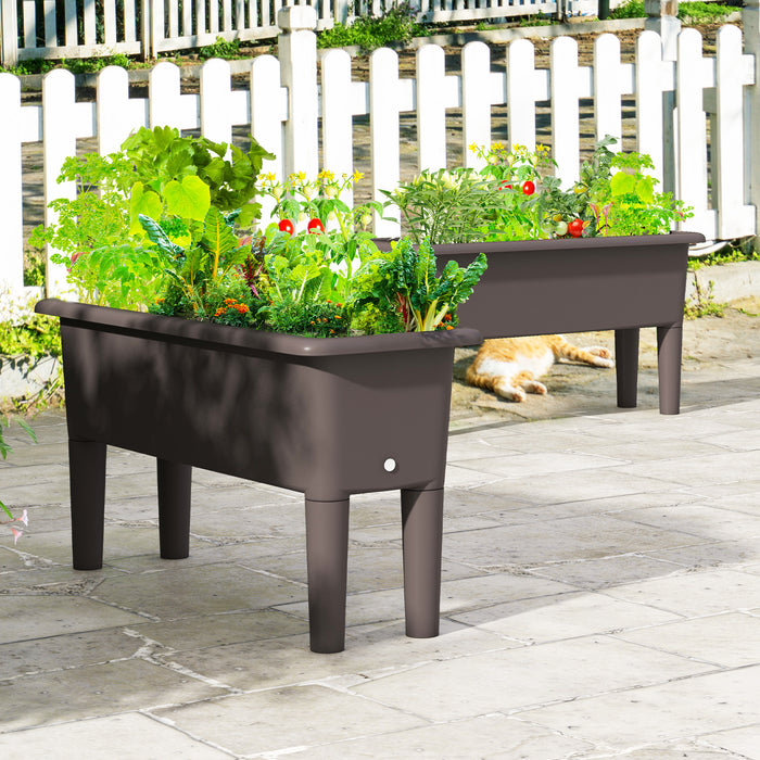 2 Pieces Raised Garden Beds with Detachable Legs and Drainage Hole-White