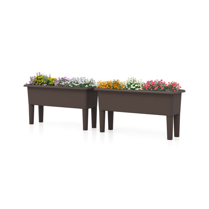 2 Pieces Raised Garden Beds with Detachable Legs and Drainage Hole-White