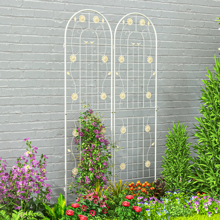 2/4 Pack Metal Garden Trellis 180 cm x 50 cm Wire Lattice Panel-White-