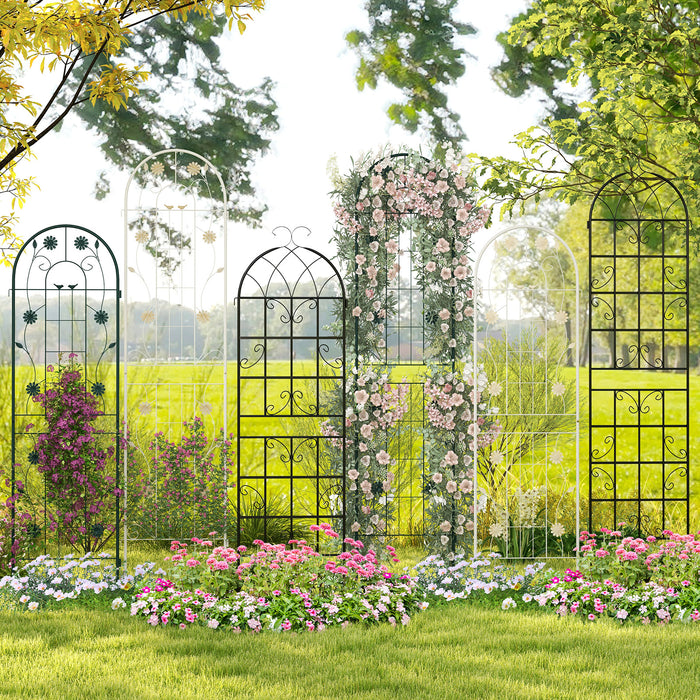 2/4 Pack Metal Garden Trellis 180 cm x 50 cm Wire Lattice Panel-White-