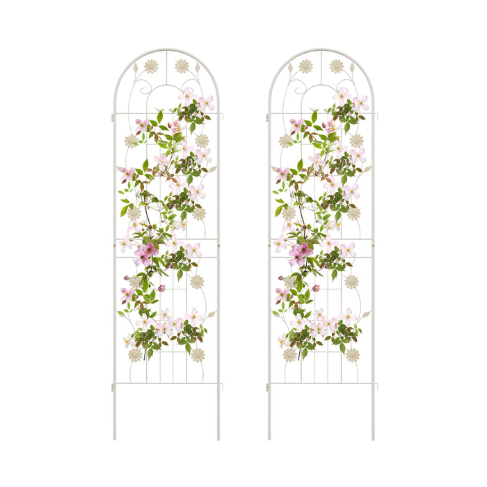 2/4 Pack Metal Garden Trellis 180 cm x 50 cm Wire Lattice Panel-White-