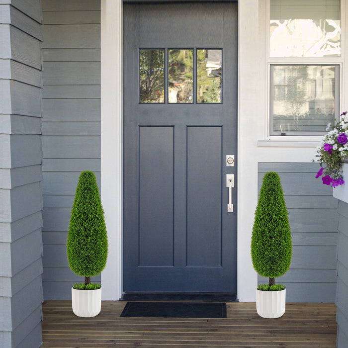 2 Pack 90cm Artificial Cedar Teardrop Shaped Bush-