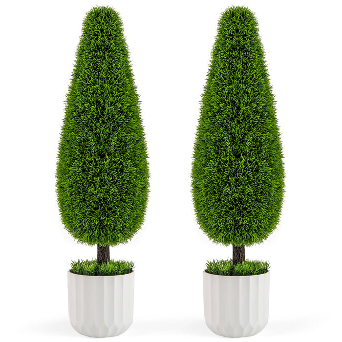 2 Pack 90cm Artificial Cedar Teardrop Shaped Bush-