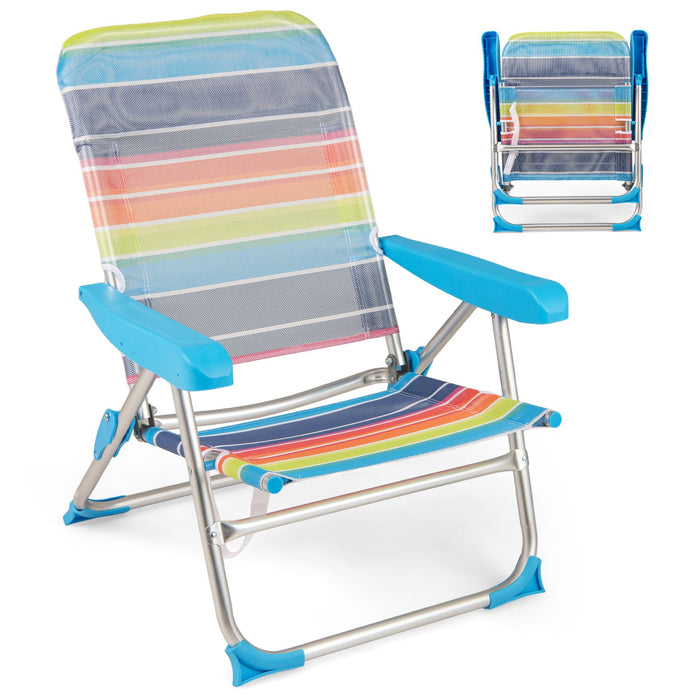 2 Pack Foldable Beach Chair with Armrests and Carry Strap-Colourful-