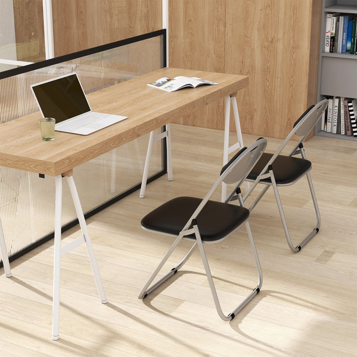 2 Pack Folding Commercial Grade Metal Chair with Padded Seat