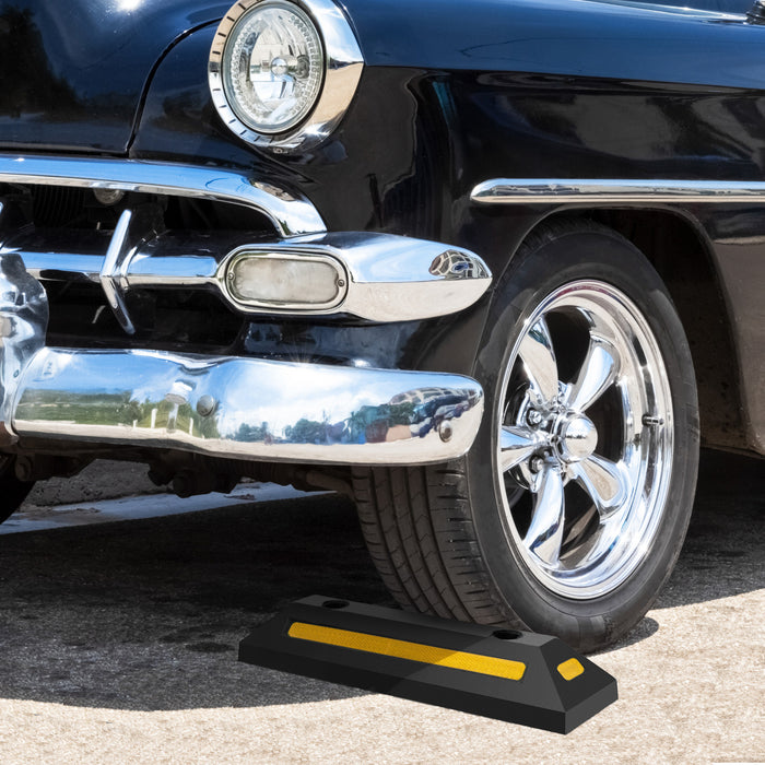2 Pack Garage Vehicle Floor Stopper with Reflective Stripes-