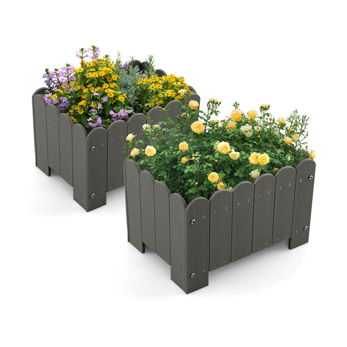 2 Pack Rectangular Planter Box by HDPE - Flower Pot with Drainage Gaps in Grey - Ideal for Home Gardeners and Flower Enthusiasts