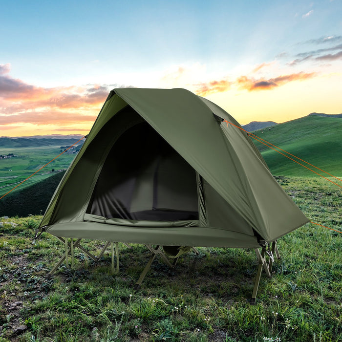 2-Person Camping Cot Tent Foldable Off-Ground Camping Combo for Adults-