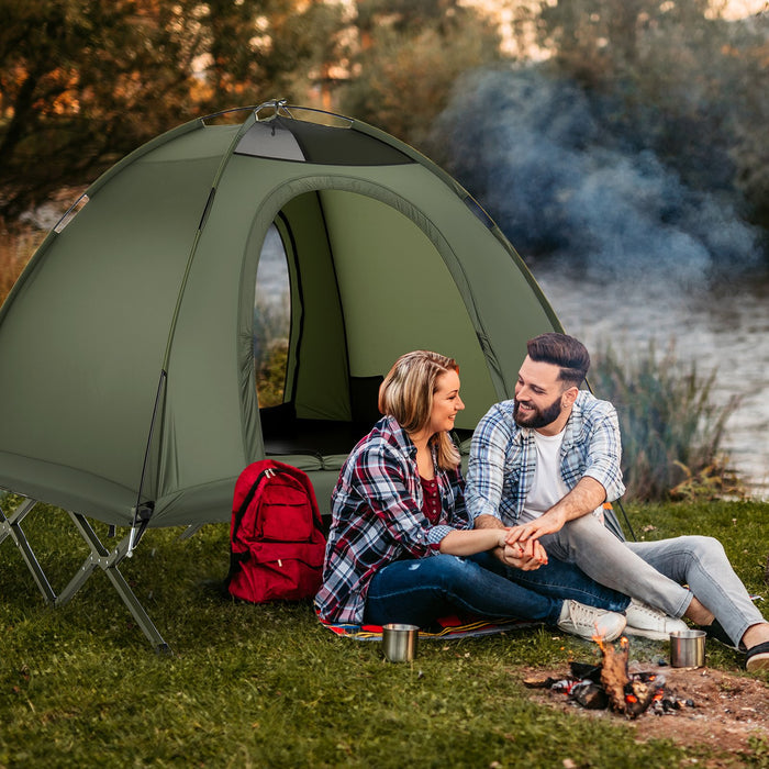 2-Person Camping Cot Tent Foldable Off-Ground Camping Combo for Adults-