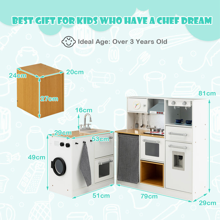 2 Pieces Kids Pretend Play Set with Stool and Real Sounds Light