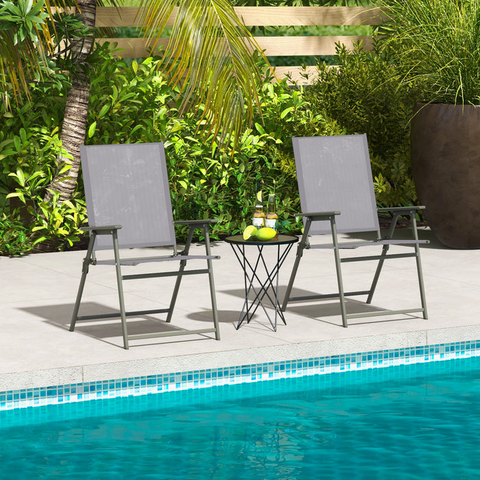 2 Piece Patio Set - Folding Dining Chairs with Weather-resistant Fabric - Ideal for Outdoor Entertaining and Relaxation