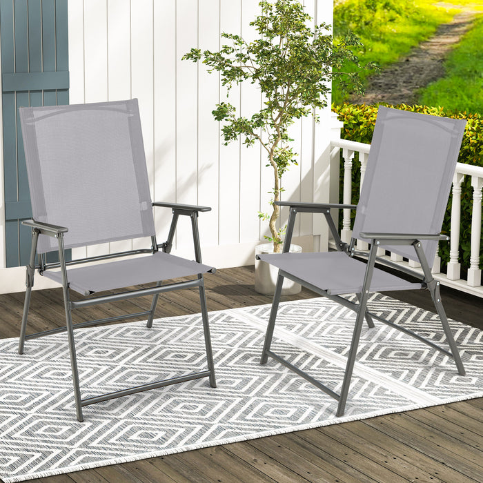2 Piece Patio Set - Folding Dining Chairs with Weather-resistant Fabric - Ideal for Outdoor Entertaining and Relaxation