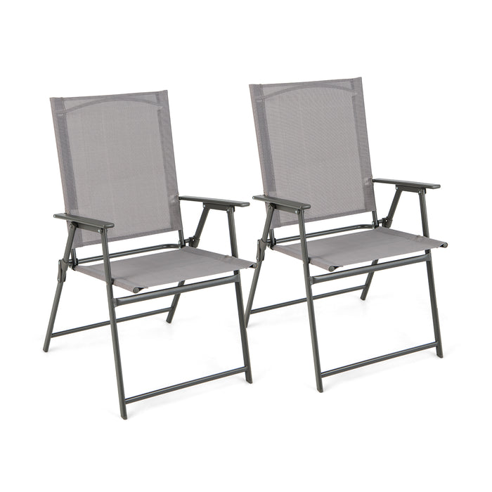 2 Piece Patio Set - Folding Dining Chairs with Weather-resistant Fabric - Ideal for Outdoor Entertaining and Relaxation