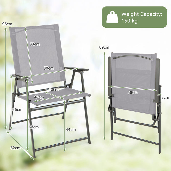 2 Piece Patio Set - Folding Dining Chairs with Weather-resistant Fabric - Ideal for Outdoor Entertaining and Relaxation