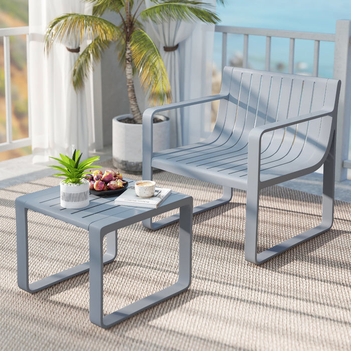 2 Piece Patio Furniture Set with Square Coffee Table-